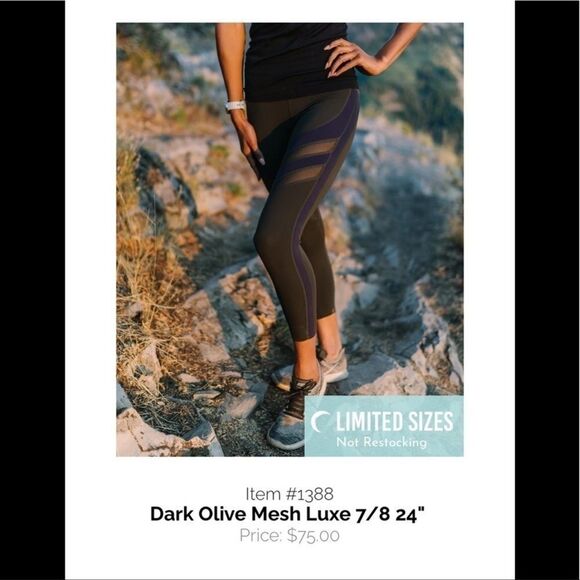 ZYIA active dark olive mesh luxe 7/8 24” size 2 - Picture 3 of 10